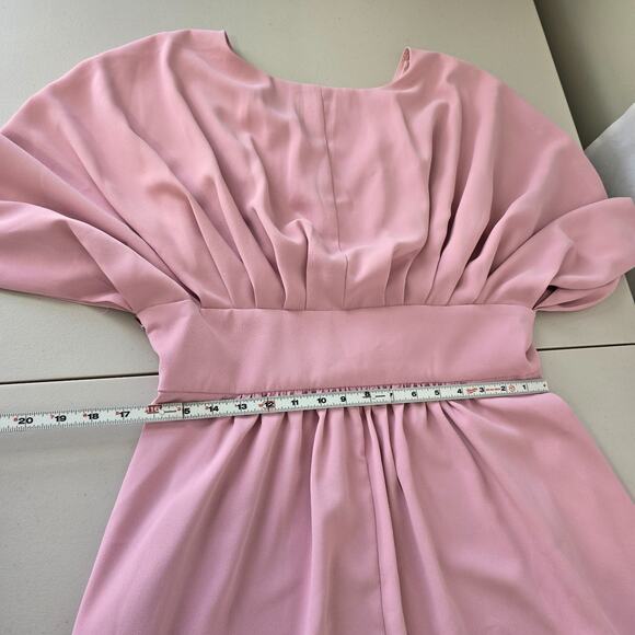 Alexia Admor Midi Party Dress Women's 14 Dusty Pink Deep V-Neck Ruffle - Picture 15 of 16